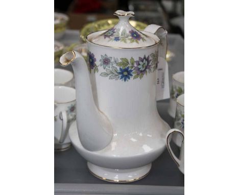 PARAGON TEA SET
with floral decorations, one teapot, six cups, six saucers, one milk jug and one sugar bowl; together with a 