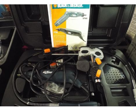 A Black and Decker Wizard Rotary Tool Set in Case.