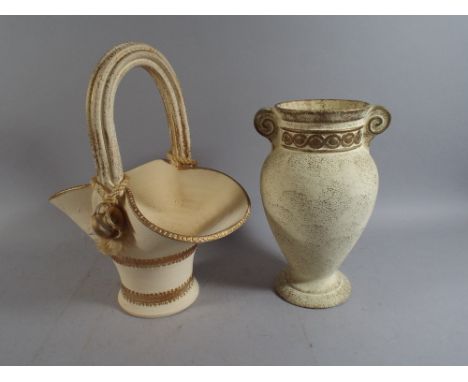 A Ceramic Basket and Vase.