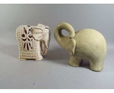 Two Ceramic Elephants.