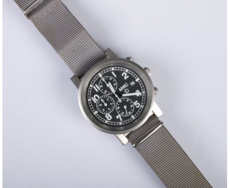 An MWC Luftwaffe chronograph wristwatch.  Running.