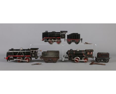 Three German 'O' Gauge clockwork locomotives with tender; Marklin R880 with 889 coal wagon, stamped 'Made in Germany' to the 