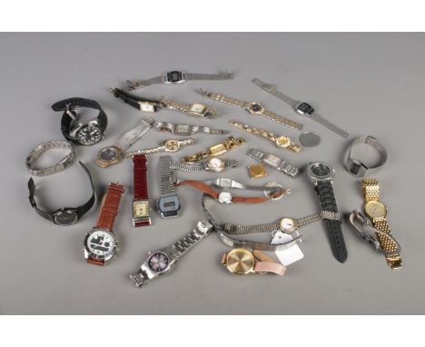 A  collection of watches including examples by Casio, Guess, Zurich, Citizen, Emporio Armani etc