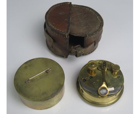 Stanley London, a lacquered brass War office issue pocket box sextant, dated 1941, serial No 3027, with cover and contained i