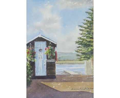 M Instanley, contemporary watercolour of the Topsham Ferry Ticket Office, signed, 15 x 10cm, f &amp; g