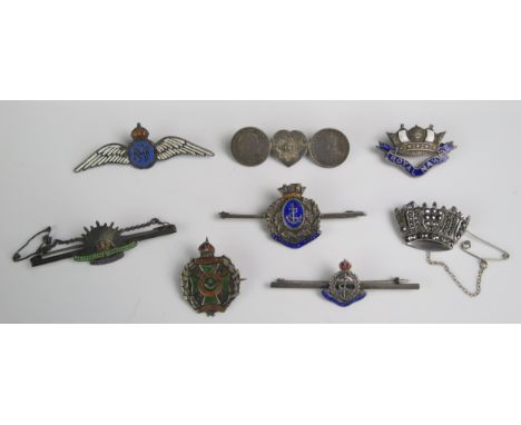 A collection of enamel and other Navy, RAF and army sweetheart brooches.