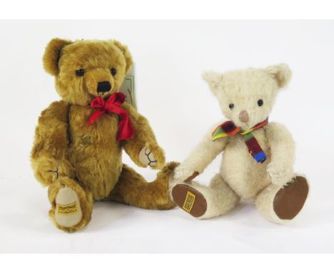 Merrythought Low Number Limited Edition 75th Anniversary Teddy Bear Pair, Little Bear Lonely ZA14BL with aged mohair in antiq
