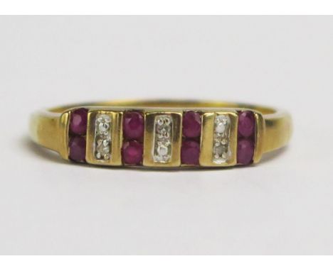A 9ct Gold, Ruby and Diamond Ring, size R.5, CCM mark, 2.28g