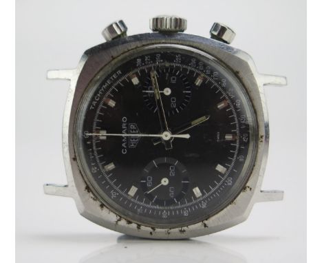 An Heuer Camaro Gent's Steel cased Manual Wind Chronograph Wristwatch, ref. 7743, case no. 169120, caliber 7733. Winds and ru