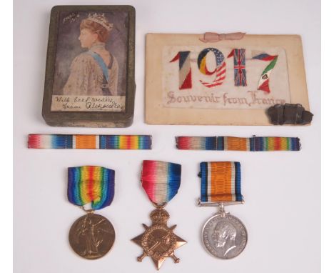 A World War One trio to 1739. Pte. F. R. Radcliffe. W. Rid. R. includes 1914-15 Star, War and Victory Medal, together with a 