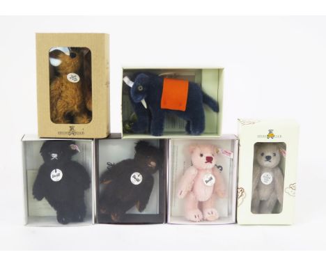 Steiff Club Bears Group of 6, white tag limited editions including years 2002, 2005, 2007, 2011 and 2013 - boxed with certifi