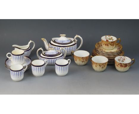 A Royal Crown Derby part tea service, includes four cups, four saucers, teapot, cream jug and sugar basin, together with othe
