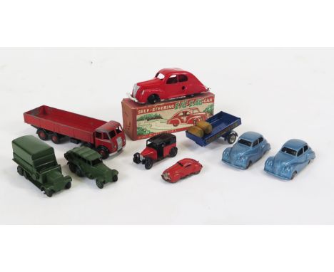 Toy Car Collection Including Dinky 152b Reconnaissance Car, 151b 6 Wheel Covered Van, 2 other Dinky, Jordan &amp; Lewden Rive