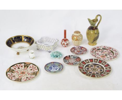 A Charlotte Rhead Bursleyware jar and cover, 15cm high, a Coalport fruit bowl with gilded decoration, a Kutani bottle vase an