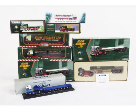Corgi Classics and Atlas Editions Eddie Stobart Truck Collection including NB Models Code 3 AEC 4x2 Artic with flat truck - m