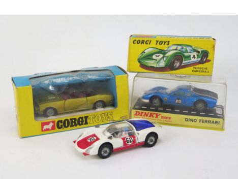 Corgi 338 Chevrolet SS 350 Camaro, 330 Porsche Carrera 6 and Dinky 216 Dino Ferrari - excellent to near mint in fair to excel