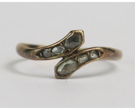 A Georgian Rose Cut Diamond Snake Ring in a precious yellow metal setting, size R.5, 1.53g