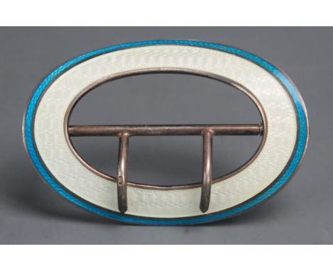 A George V silver and enamel buckle, maker Levi &amp; Salaman, Birmingham, 1911, of oval form, 6.25cm wide,