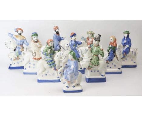 Ten Rye Pottery Canterbury Tales flatback figures, to include The Guildsman, The Monk, The Nun-Prioress, The Skipper, The Kni