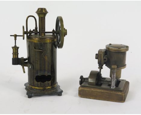 A vertical steam plant 20cm high together with a single cylinder engine. 