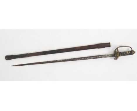 T G Phillips, Dublin, an Edward VII officers sword, with 83cm fullered blade (pitted), with pierced knuckle guard incorporati