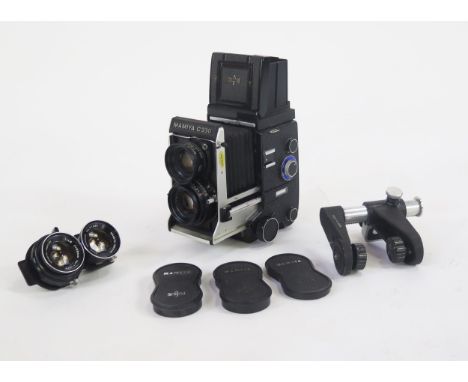 Mamiya C330 Professional F TLR Camera with Mamiya-Seykor S 80mm, f/2.8 blue dot lens and 55mm f/4.5 lens, plus mounting grip