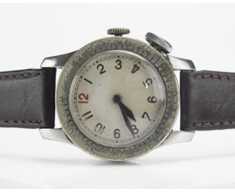 A WWII Jaeger-LeCoultre Air Ministry Military Steel Cased Manual Wind Wristwatch, c. 32.3mm case, the back engraved A.M 6B/15