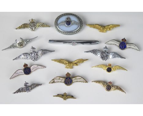 A collection of enamel and other R.A.F. sweetheart brooches. 