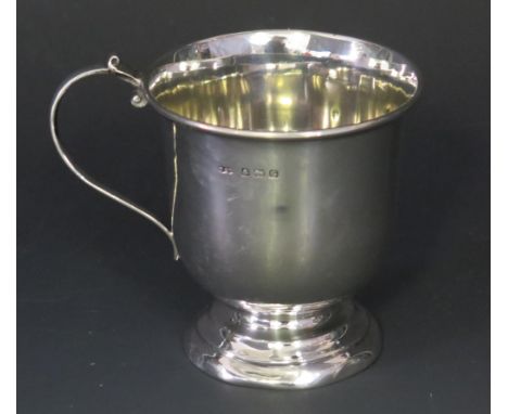 A George V silver christening mug, maker Deakin &amp; Francis Ltd, Birmingham, 1931, of plain ovoid from with scroll handle r