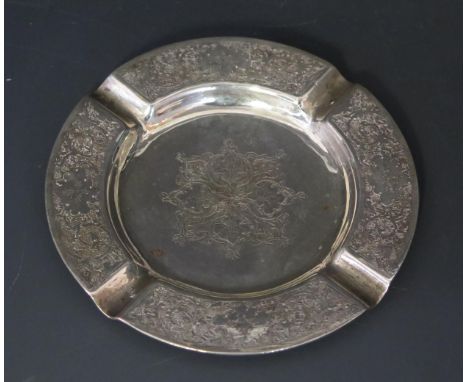 An Indo-Persian silver ashtray, stamped marks, 10.25cm diameter, 74gms, 2.39ozs