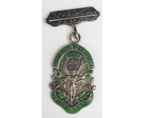 A World War One period silver and enamel tribute medal to Pte. M. Abel by the Eston &amp; Normandy Welcome Home &amp; Memoria