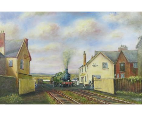 E Voysey (1930 - 2013), founder of Topsham Art Group, 'Lighter Inn Crossing, Topsham Quay Line 1930's', oil on canvas, signed