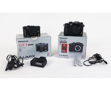 Panasonic Lumix DMC-GF1 Digital Camera with 2 batteries and charging dock, boxed and Panasonic DMC-GH3 Digital Camera Body, w