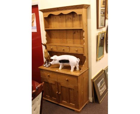 Pine shelf back two door dresser