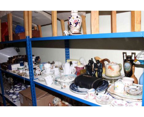 Wedgwood Sterling oven-to-tableware, Shelley and other teaware, binoculars, Hummel figures, Mason's table lamp, etc