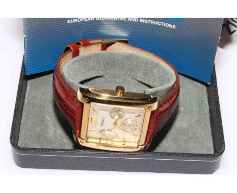 Seiko gents chronograph tank watch, with box and leaflet