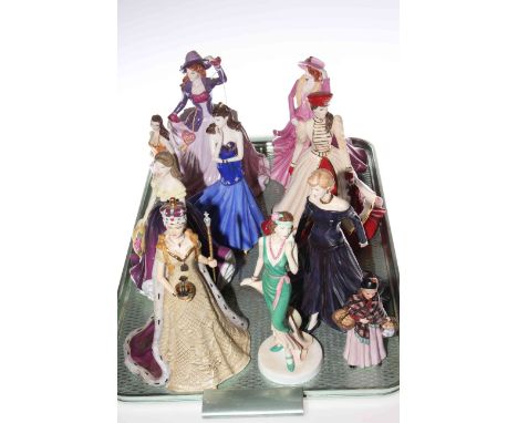 Five Coalport, four Royal Doulton and Spode lady figures (10)