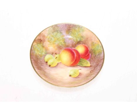 Royal Worcester fruit painted pin dish signed Maybury circa 1952