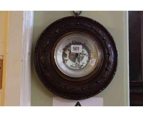 German carved circular barometer