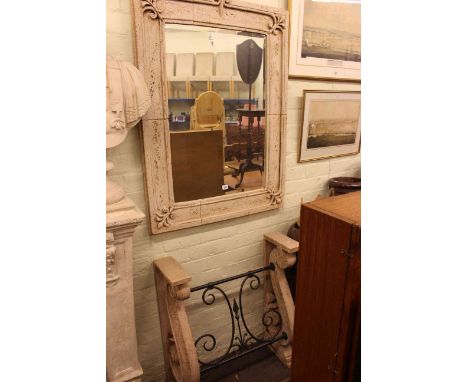 Continental carved stone effect console table and mirror (table lacking glazed top)
