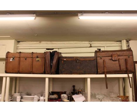 Three vintage trunks and leather case (4)