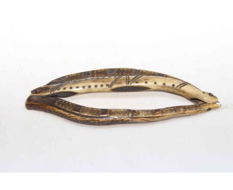 Carved and engraved horn cribbage, possible prisoner of war
