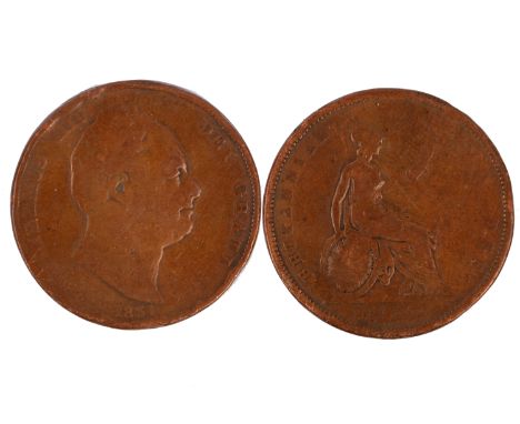 An 1831 Ext. Rare William IV one penny W.W trunk Spink 3846 Fine  #2350  SPINK Cat. 2007. 