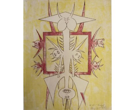 WILFREDO LAM (1902-1982) QUETZAL (BRUNIDOR PORTFOLIO NUMBER 1) Colour lithograph, 1947, signed and titled in ink, numbered `N