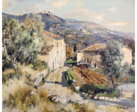 •GABRIEL DESCHAMPS (b.1919) A VILLAGE IN THE HILLS, PROVENCE Signed, oil on canvas 53 x 63.5cm. ++ Needs a light clean; good 