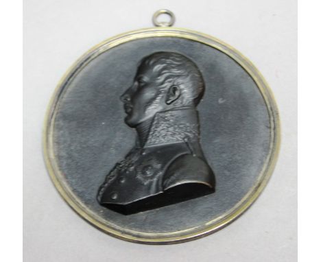 EUGENE DE BEAUHARNAIS,  a French cast iron portrait plaque, incised N VI, diameter 8cm  Footnote: Eugene de Beauharnais was t