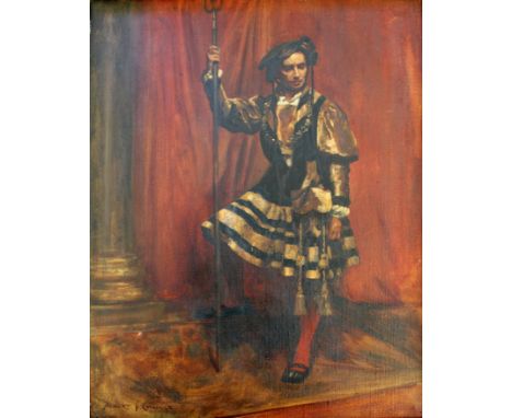 •ALBERT HENRY COLLINGS (1868-1947) COSTUME STUDY Signed, oil on canvas 49.5 x 39.5cm. ++ Needs a light clean