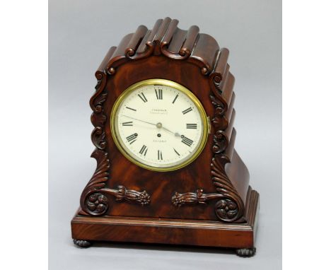 REGENCY MAHOGANY BRACKET CLOCK, the 8 1/2" enamelled dial with strike silent aperture, inscribed Frodsham, Gracechurch Street