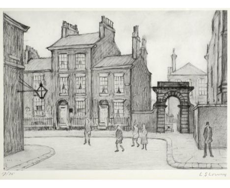 •AFTER LAURENCE STEPHEN LOWRY, RA (1887-1976) BY THE COUNTY COURT, SALFORD (1926) Offset lithograph, signed in pencil, number