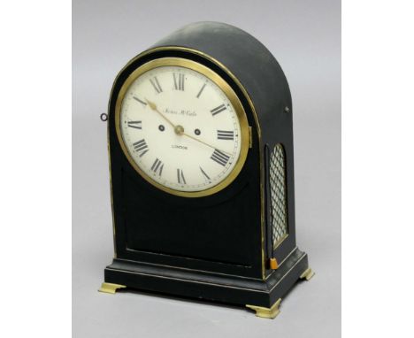 EBONISED BRACKET CLOCK, the 8" enamelled dial inscribed James McCabe, London, on a brass twin fusee with eight day movement w